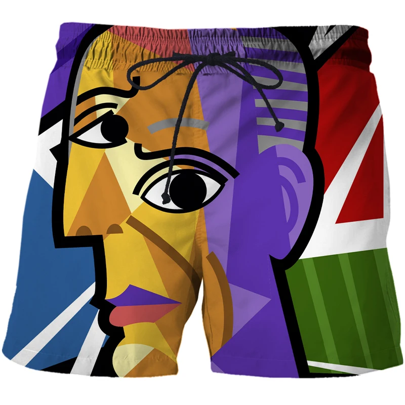 

2023 Fashion Men's Surfing Beach Shorts Abstract Cartoon pattern Quick Drying Casual Swimwear beachwear for Men Brand Summer