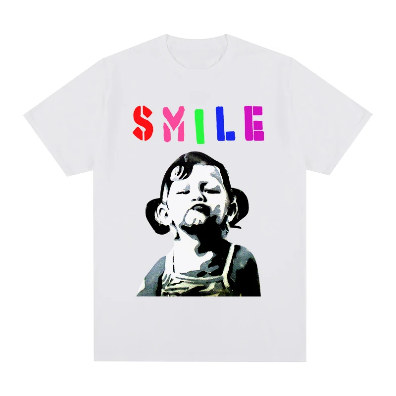 

Banksy Smile Girl T-shirt Cotton Men T shirt New TEE TSHIRT Womens Tops