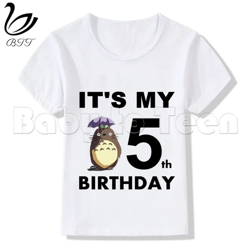 Boys Girls Totoro Japanese Anime Birthday Clothes T-shirt Boy Happy Birthday Printing Children Clothing Girls Tops Boys Tshirt