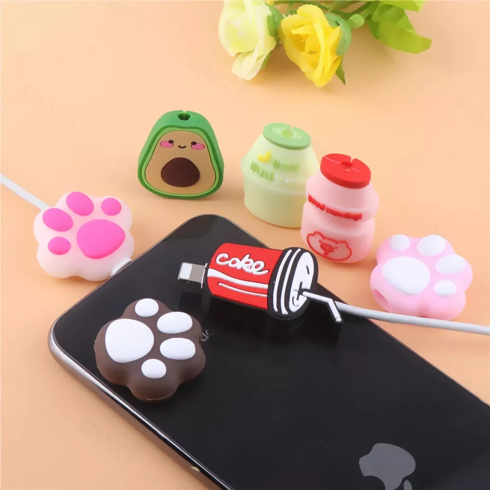 

High quality High quality Drinks Silicone Cable Protector Cute Cat Paw Animal Cable Bite Protector Cartoon Cover For iphone12Pro