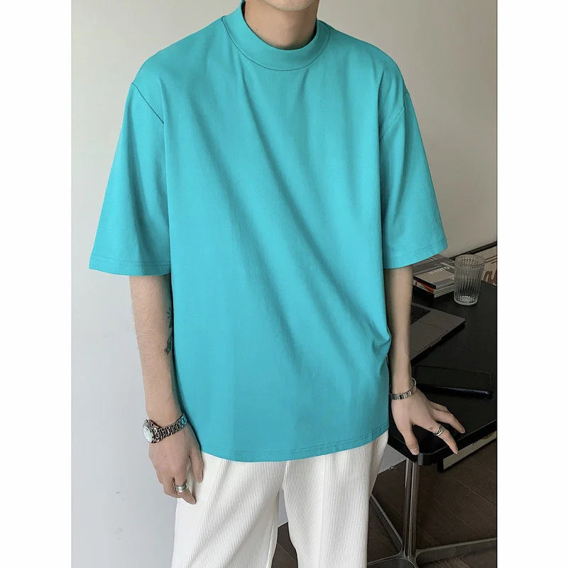 

2022 Summer Men's Four Seasons Loose Half High Neck T-shirt Multicolor Fashion Trend Tshirt High-quality Cotton T Shirts M-2XL