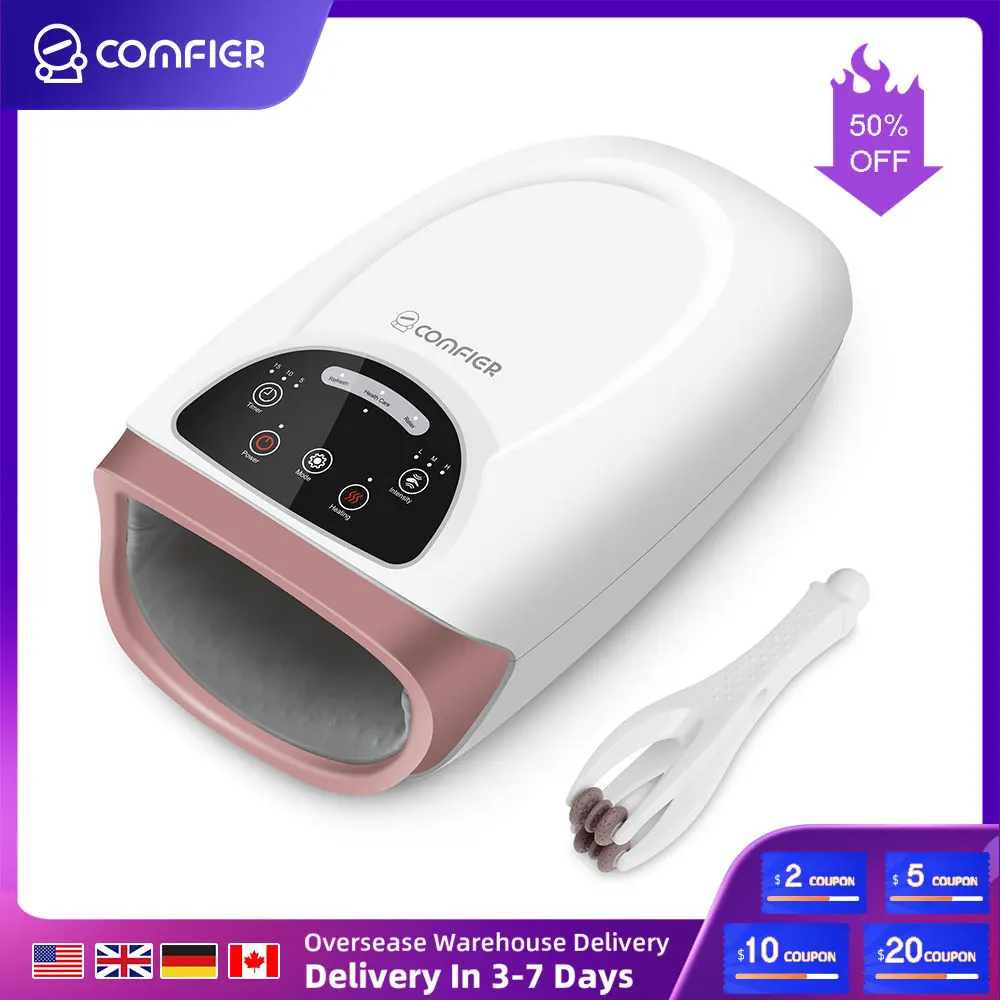Comfier Hand Massager with Heat, Cordless Hand Massage Tool with Compression & Heating,3 Modes & 3 Levels Pressure Hand Massager