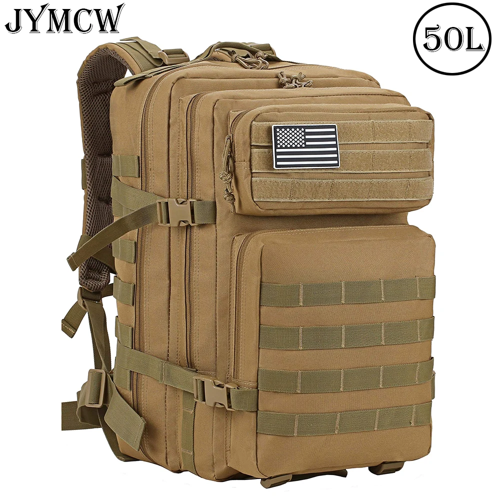 

50L Large Capacity Man Army Tactical Backpacks Military Assault Bags Outdoor 3P EDC Molle Pack For Trekking Camping Hunting Bag