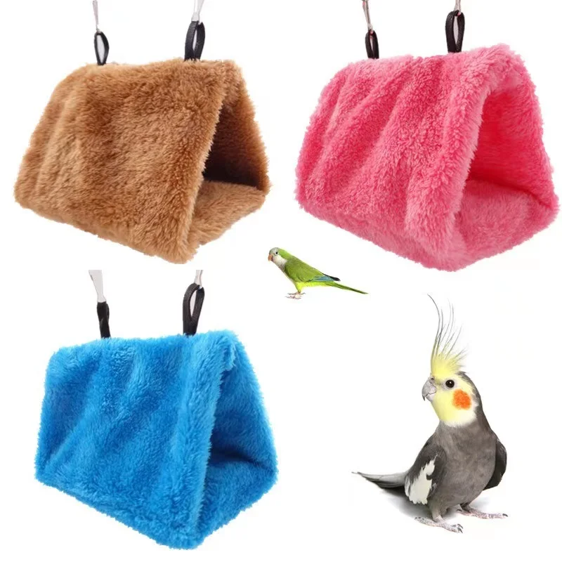 

Pet Parrot Hammock Soft Plush Warm Triangle Nest Insulation Cave Cage House Small Animal Tent Hammock Hanging Nest Hatching Nest