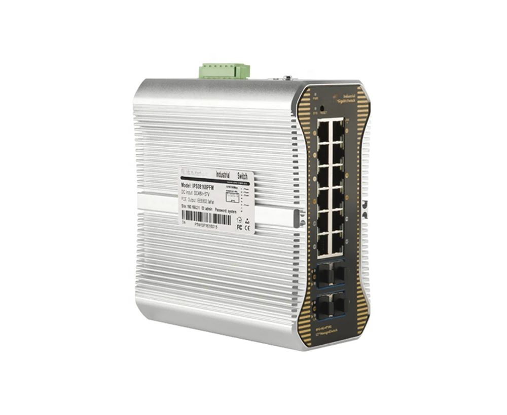 

L3 Managed Industrial Ethernet Switch 16 Port 10G Uplink SFP+ for Outdoor Security System