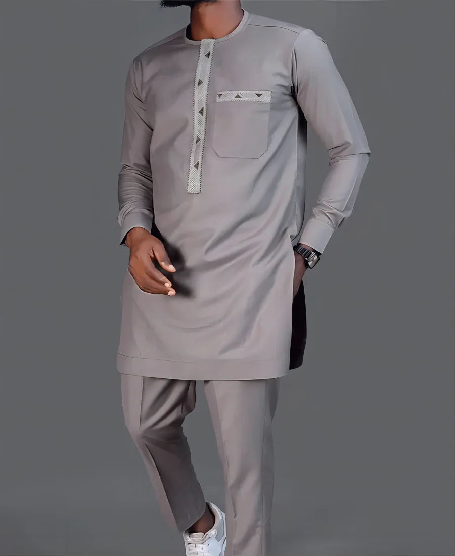 Muslim National Style Embroidery Casual Long-Sleeved Shirt And Trousers Men's Suit Elegant Wedding Dress Important Occasion Suit