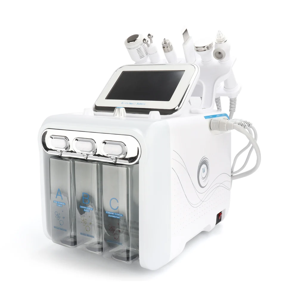 6 In 1 Facial Hydradermabrasion Water Peel Hydrafacial Microdermabrasion Machine with RF Lifting Skin Scrubber Beauty Instrument