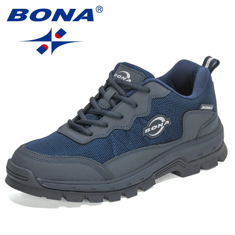 BONA 2022 New Designers Non-slip Sneakers Wear-Resistant Hiking Shoes Men Outdoor Light Walking Shoes Man Jogging Footwear Comfy