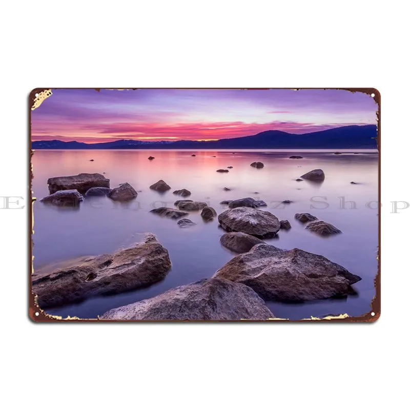

Mountains At Lake Sunset Metal Plaque Poster Party Cinema Customize Plaques Garage Tin Sign Poster