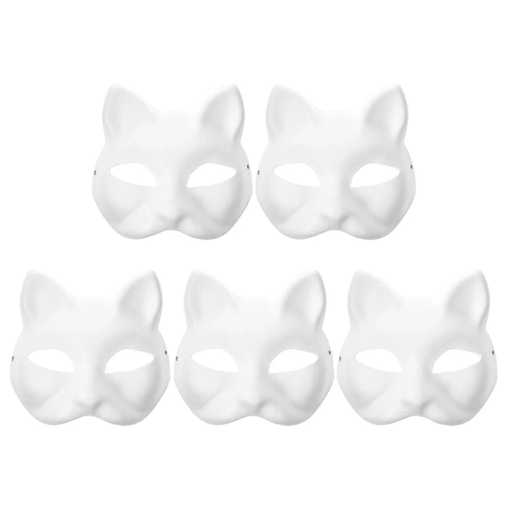 

5pcs Blank Cat Masks Kindergarten Costume Cosplay Mask Unpainted Cat Masks