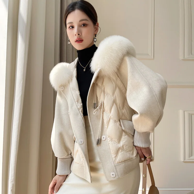 

Women Real duck down coats With natural fox fur Female Winter Fox Collar down Parka AS02