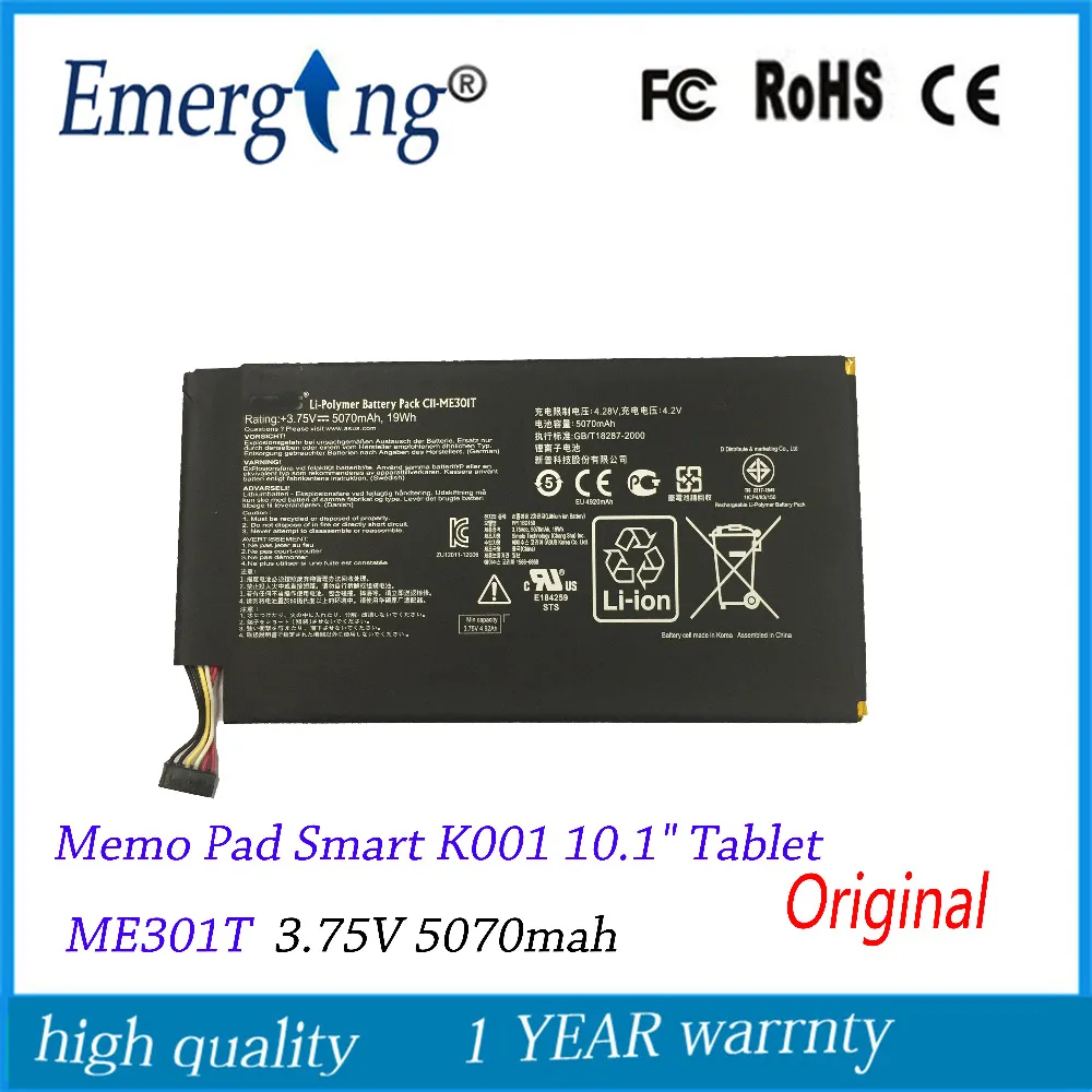 Аккумулятор для планшета ASUS Memo Pad Smart K001 3,75 дюйма, 5070 в, 10,1 мАч