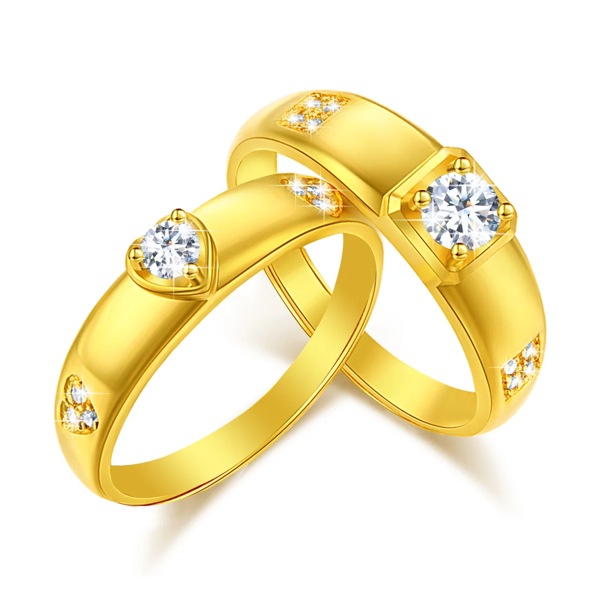 

Luxury Wedding Ring Set for Couple Silver 925 Moissanite Diamonds Rings for Women 18k Real Gold Plated with GRA Certificate