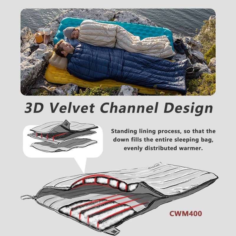 Спальный мешок Naturehike CW280 CWM400 легкий портативный водонепроницаемый съемный с