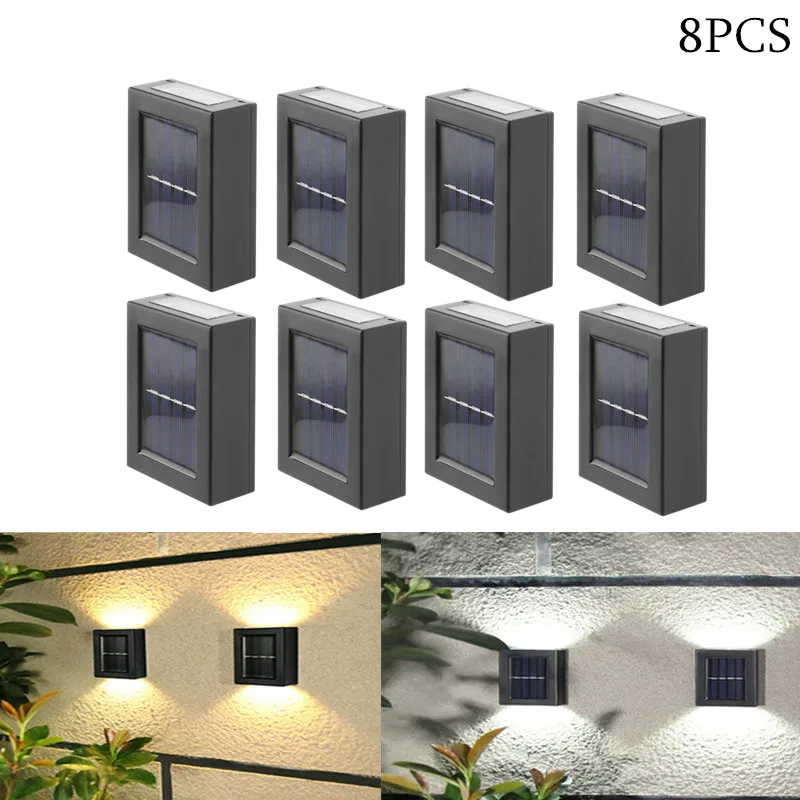 

Outdoor IP65 Waterproof Luminous Solar Power 1~9Pcs Fence Wall Light LED Garden Decor Courtyard Balcony Up And Down Streetlights