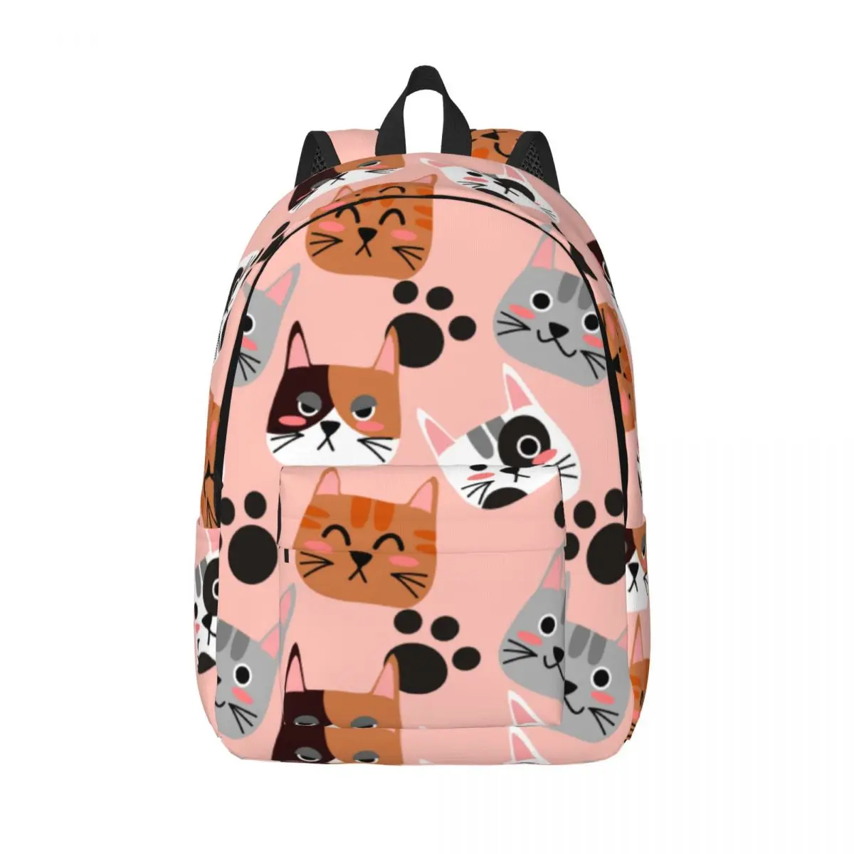 

Seamless Cartoon Cats And Paw Prints Backpack Unisex Travel Bag Schoolbag Bookbag Mochila