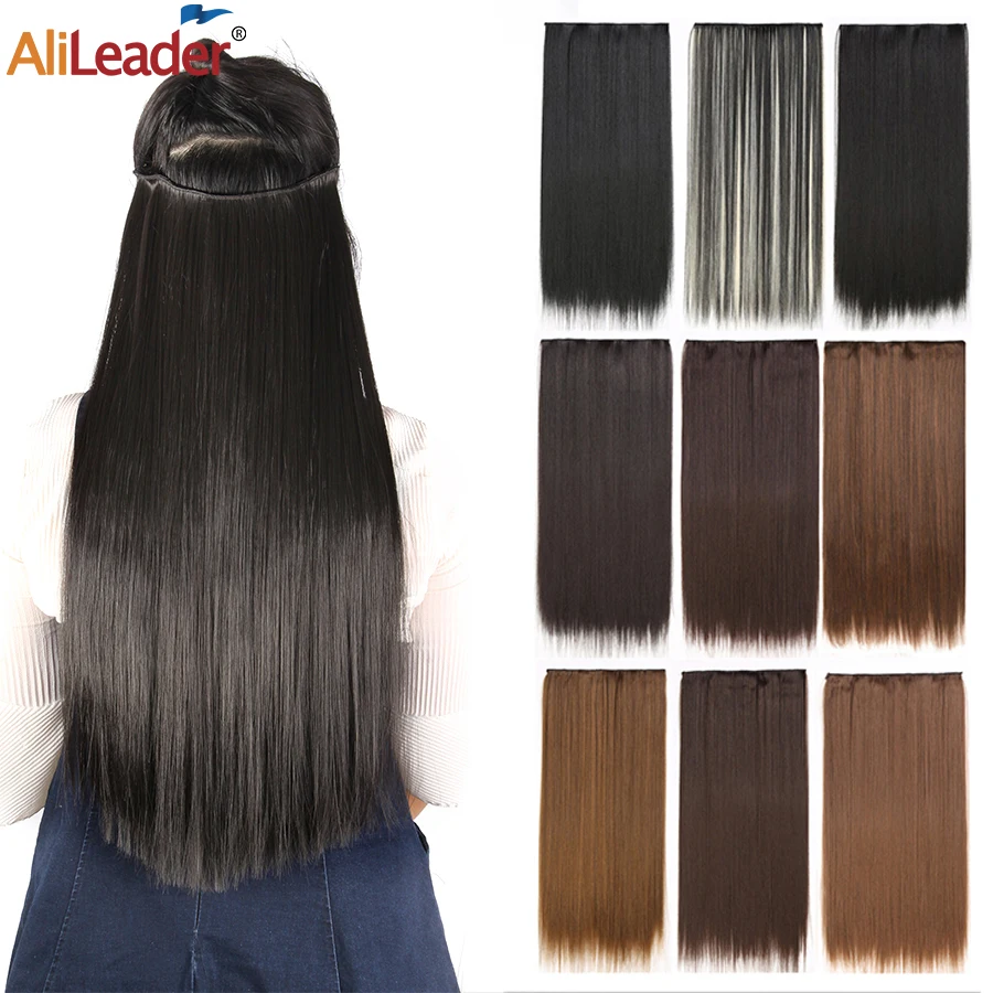 

5Clips In Hair Extension Synthetic Hair Extensions 45"60Cm One Piece 5Clips In Hairpiece Long Straight Fake Hairpiece For Women