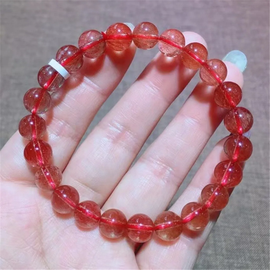 

8mm Natural Red Rutilated Quartz Bracelet Jewelry For Women Lady Men Healing Wealth Gift Beads Reiki Crsytal Stone Strands AAAAA