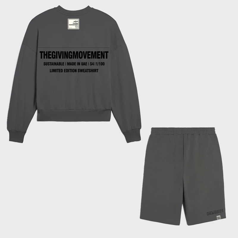 

TGM Spring Heavyweight Loose Long Sleeve Sweatshirts Men 100% Cotton Plus Size Pullovers+long Short Casual Streetwear Set