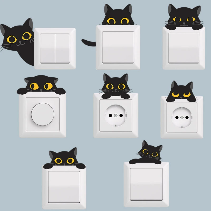 

CreativeCute Black Cat Wall Sticker for Light Switch Decor Decals Art Bedroom Babyroom PVC Wall Paper Paint Home Decoration