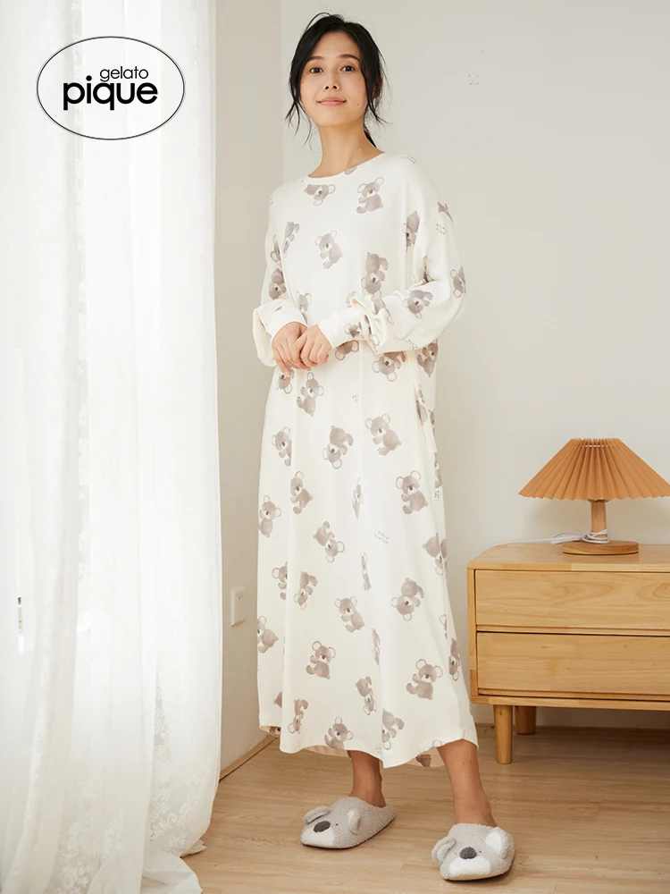 Home Wear Gelato Pique Room Wear Pajamas Dress Women's Night Skirt Cotton Pijamas Women ladies