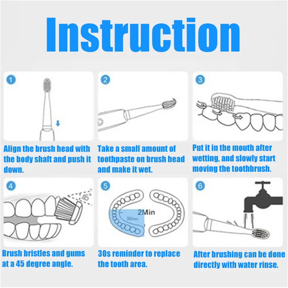 8 / 16PCS SB - 417A Электрическая зубная щетка Замена головки Двойная чистка