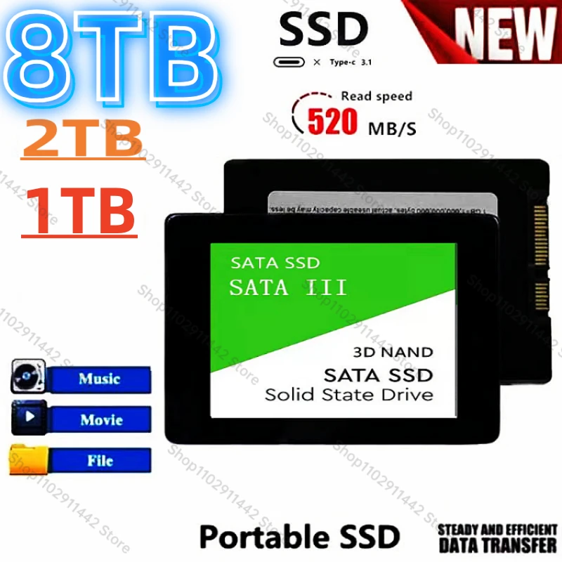 

SSD 2TB 1TB 512gb Hard drive disk sata3 2.5 inch ssd sata 4tb 8tb TLC 1500MB/s internal Solid State Drives for laptop and ps5