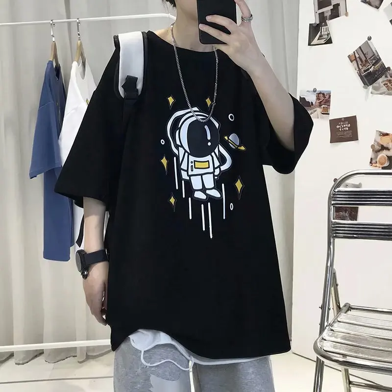 

Summer short-sleeved men's tide T-shirt 2021 new ins Hong Kong style five-and-a-half sleeve T-shirt loose Joker casual shirt