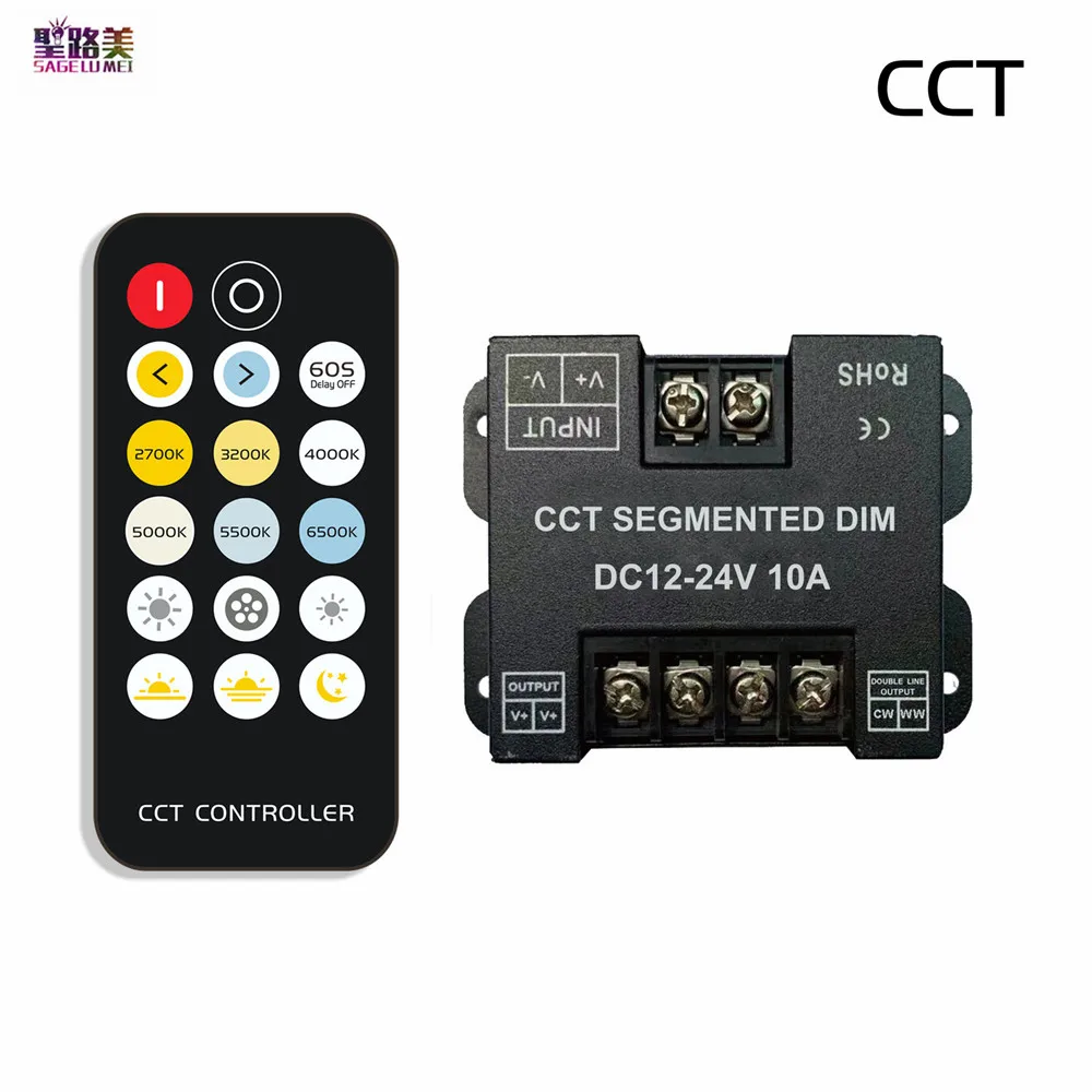 

DC12V-24V 17KEY 2.4G RF Dual Color Temperature CCT Controller Brightness Speed Segmented Dimmer For SMD5050 Led Strip Light Tape