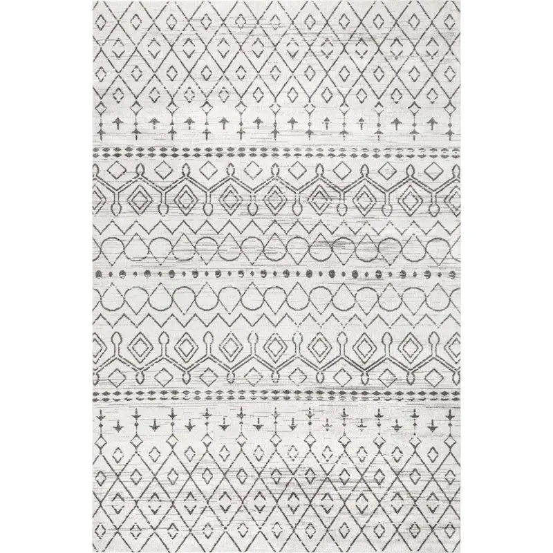 

Machine Washable Geometric Moroccan Area Rug, 8' x 10', Ivory Rug Area rugs bedroom Cute home decor Alfombra dormitorio Girl roo