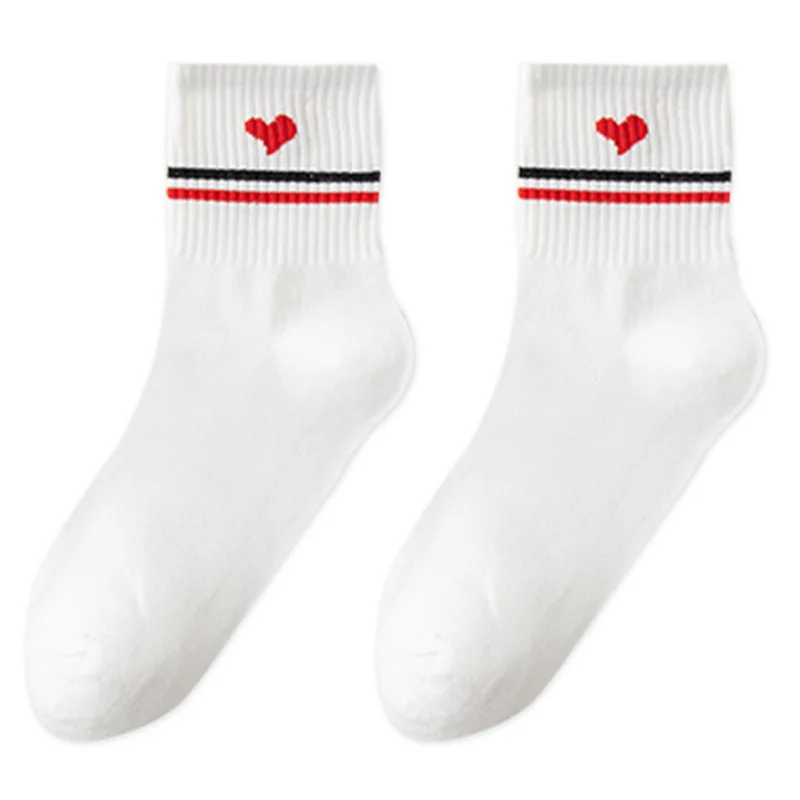 10 Pairs Socks Medium Tube Socks Spring and Summer Thin Ins Fashion Cute Japanese Cotton Breathable Smiling Face Cartoon Socks