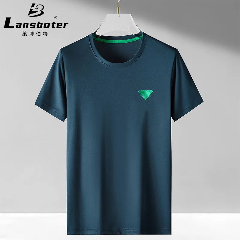 

Мужская сверхбыстросохнущая мерсеризованная Повседневная дышащая футболка с коротким рукавом летняя Молодежная мужская трендовая футболка с круглым вырезом и рукавом до локтя