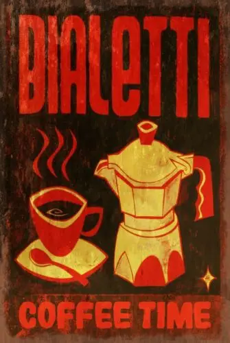 Bialetti итальянская кофейница и чашка в ретро стиле металлическая настенная