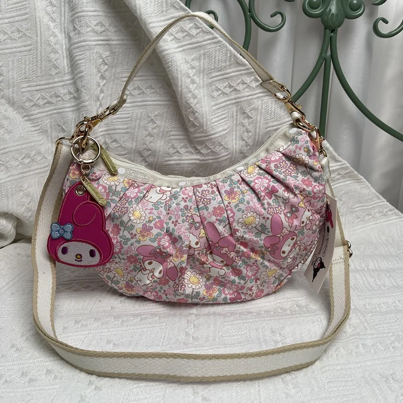 

Kawaii Sanrio Anime My Melody Cute Cartoon Character Printed Nylon Single Shoulder Portable Crossbody Bag Gifts for Girls