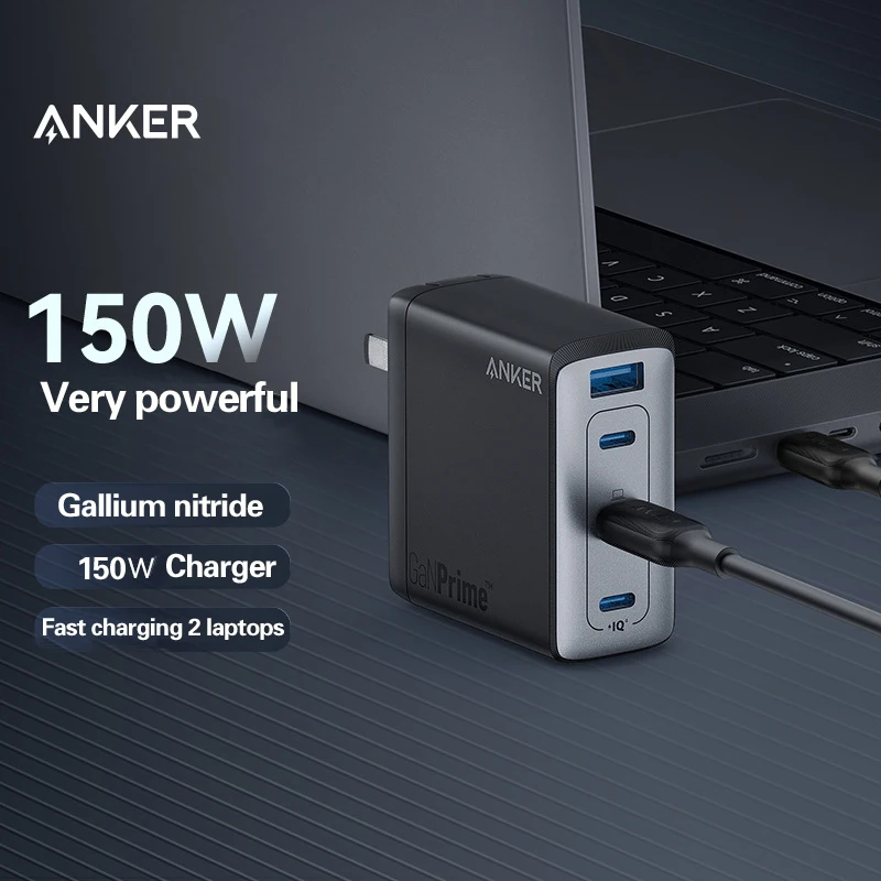 Anker 747 зарядное устройство GaNPrime 150 Вт 4-портовое быстрое компактное настенное зарядное устройство для MacBook Pro/Air ThinkPad Dell XPS iPad iPhone 14 S22