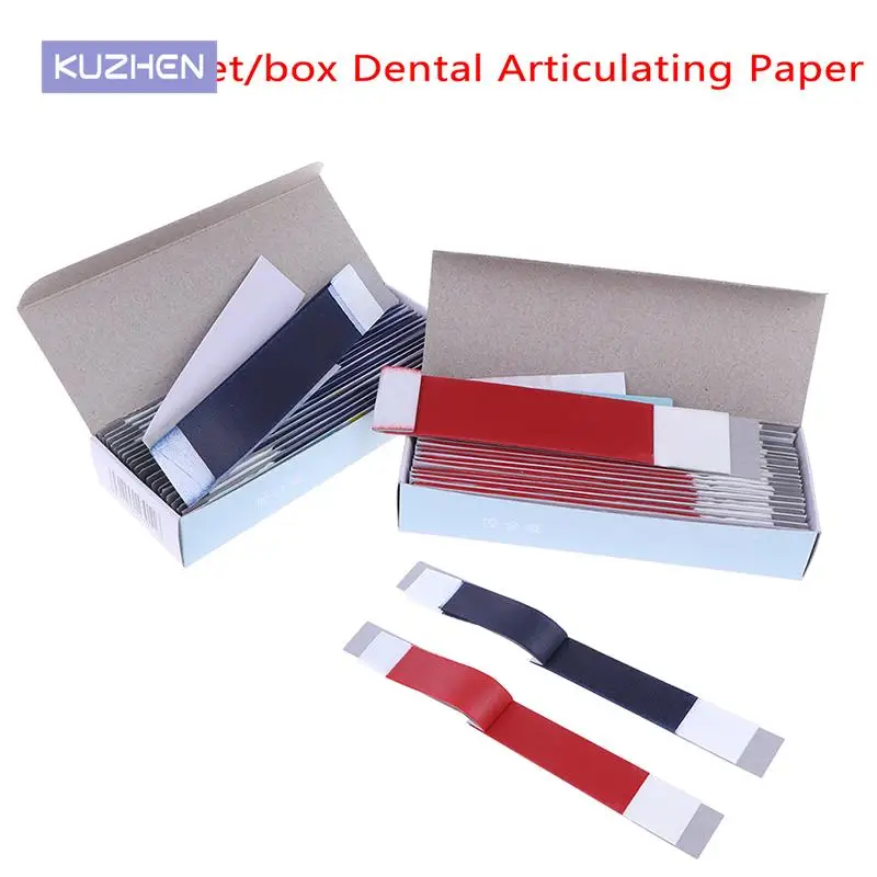 

1 Box Dental Material Articulating Paper RED + BLUE Strips 200 Sheet Whitening Teeth Oral Care Dentist Lab Product Tool