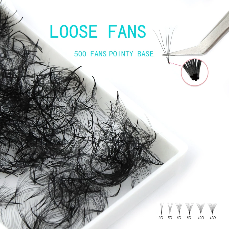 

AGUUD 500/1000 Fans Pointy Base Premade Fans Sharp Stem Premade Volume Loose Fan Eyelash Extensions Mink Lash Extension Supplies