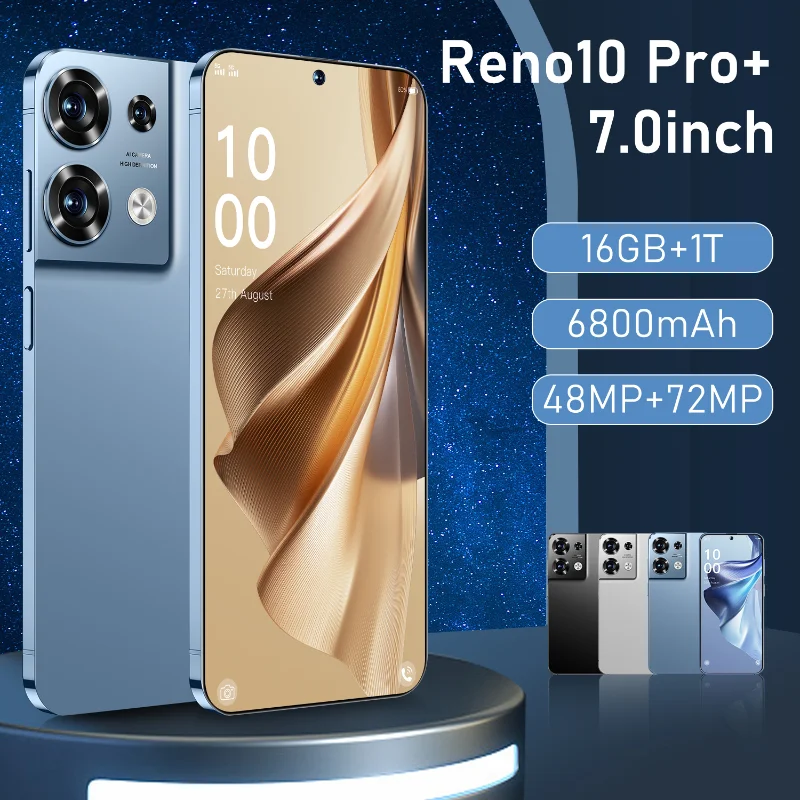 

New Reno10 Pro Smartphone 7.0 HD Full Screen Mobile Phone Android Unlocked Telephone 16G+1TB Global Version 4G 5G Cellphones