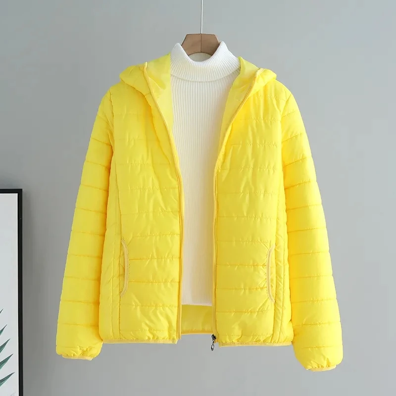 

Lightweight Down Cotton Jacket For Women 2023 New Short Hooded Coat Ladies Fashion Casual Solid Female Jackets Loose Warm Tops