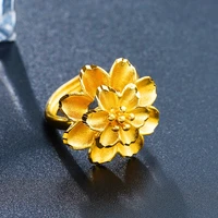 2022 original 24k gold flower knot golden rings for women wedding jewelry accessories bride jewelry luxury friendship gifts