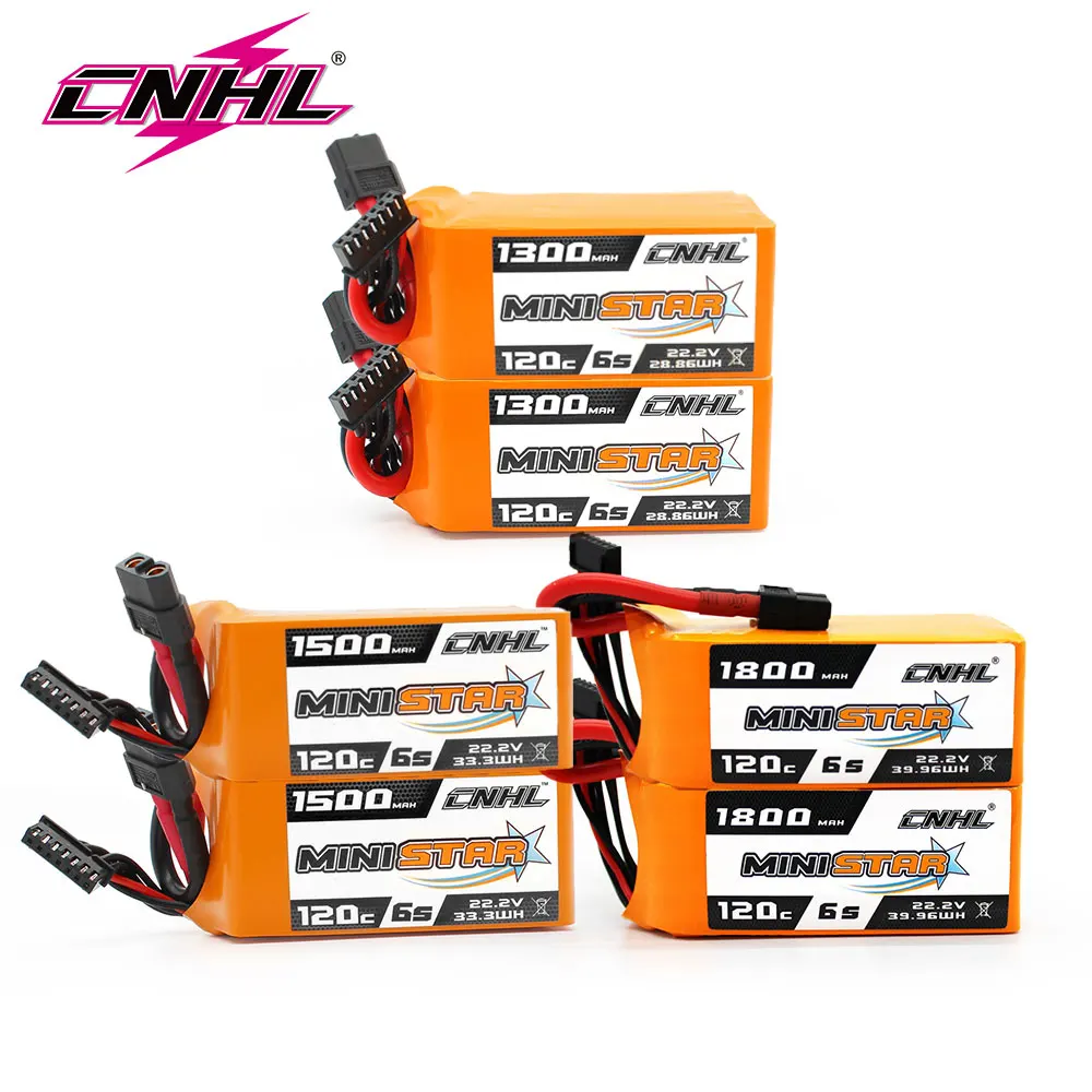 2PCS CNHL 6S 22.2V Lipo Battery 1300mAh 1500mAh 1800mAh 120C With XT60 Plug For RC FPV Drone Quadcopter Helicopter Airplane