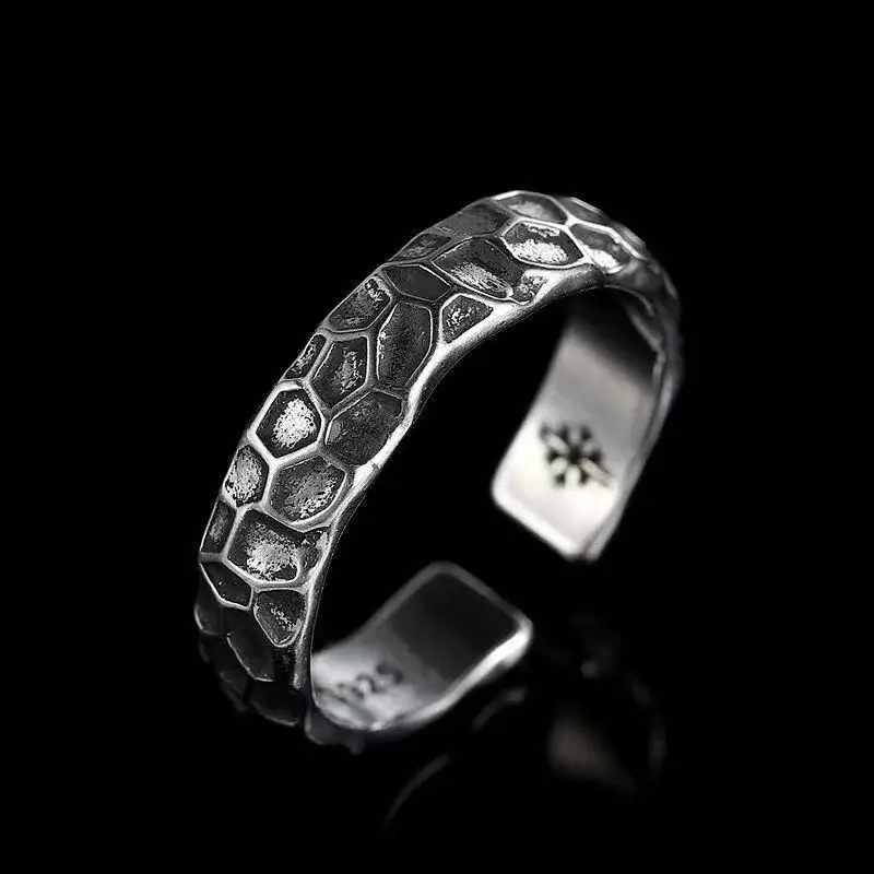 

925 Sterling Silver Female Male Unique Ring Finger Elegant Black Gray Circle Ring for Woman Man Fashion Punk Jewelry Rings