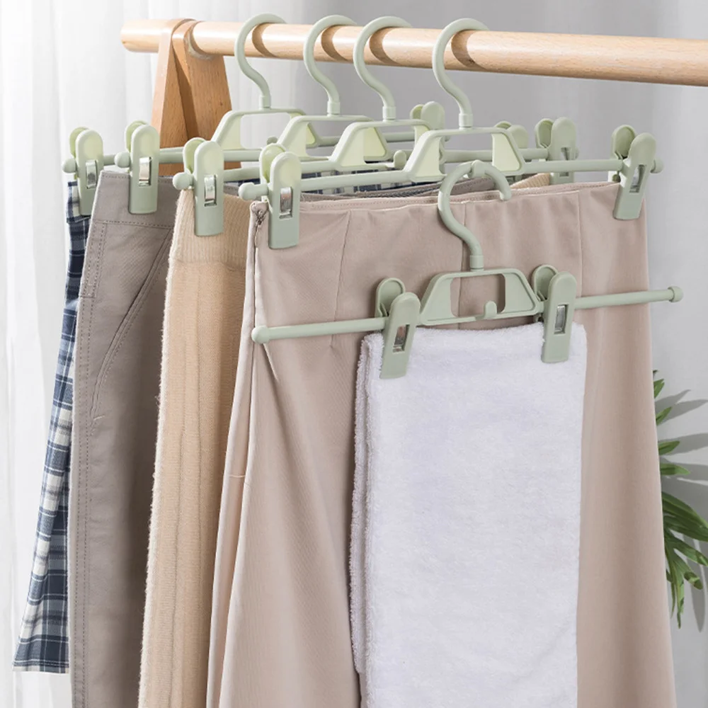 

10pcs Pants Hangers Plastic Space Save Hanger Non-Slip Skirt Clothespins Trousers Underwear Socks Display Hanger Storage Racks