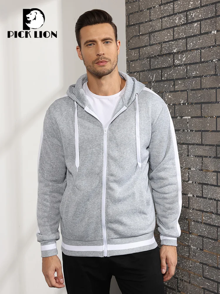 

Мужские спортивные толстовки PICKLION, мужские осенние толстовки, повседневная толстовка на молнии, весна 2022, новый однотонный топ, мужской спортивный костюм, капюшон в стиле пэчворк