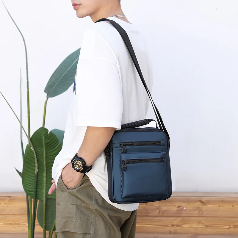 New Casual Men's Shoulder Messenger Bag Splash-proof Nylon Multi-function Oxford High Capacity Crossbody Bag with Water