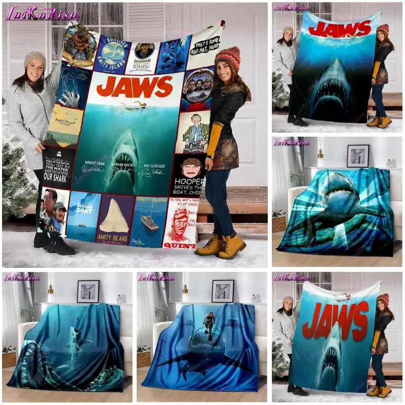 Плед с челюстями мягкое Флисовое одеяло акулой для кровати и путешествий |