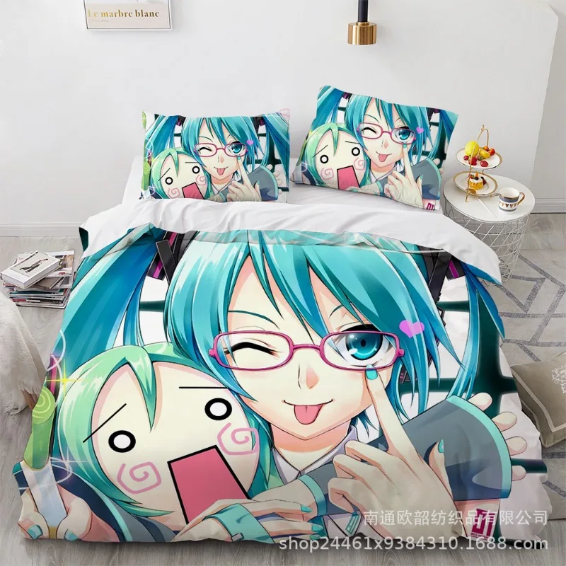 

Bandai Hatsune Miku Постельное белье из хлопка/полиэстера с принтом Каваий для взрослых