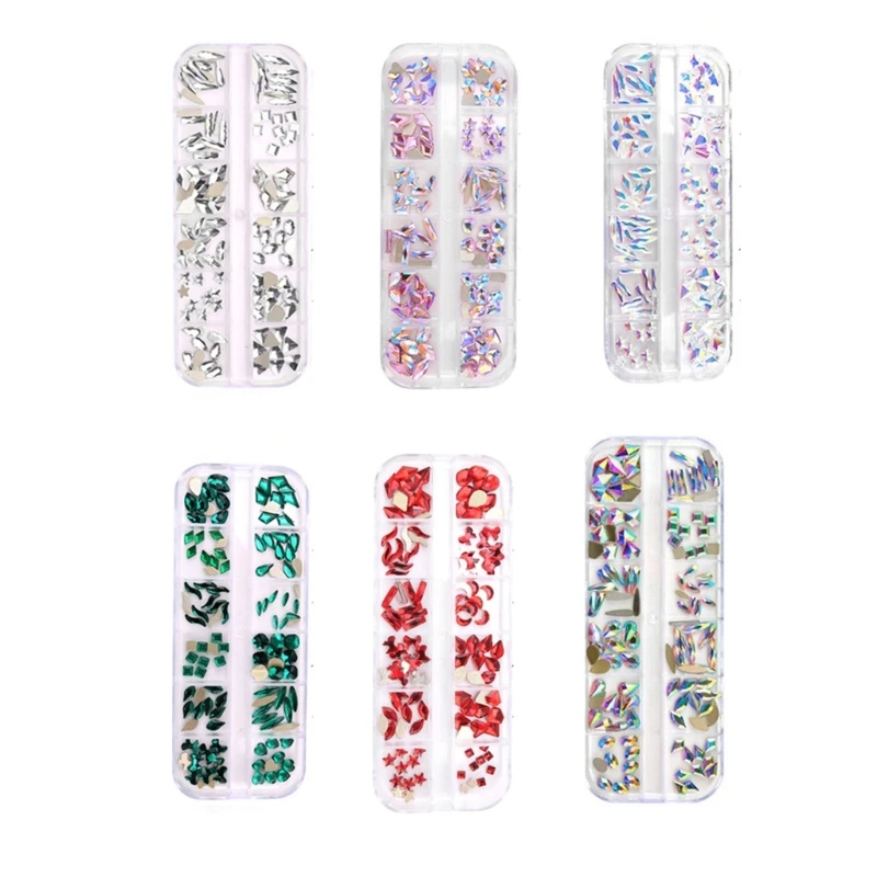 

Multi Shapes Glass Crystal Nail Art Rhinestones Kit AB Rhinestones Nail Gems