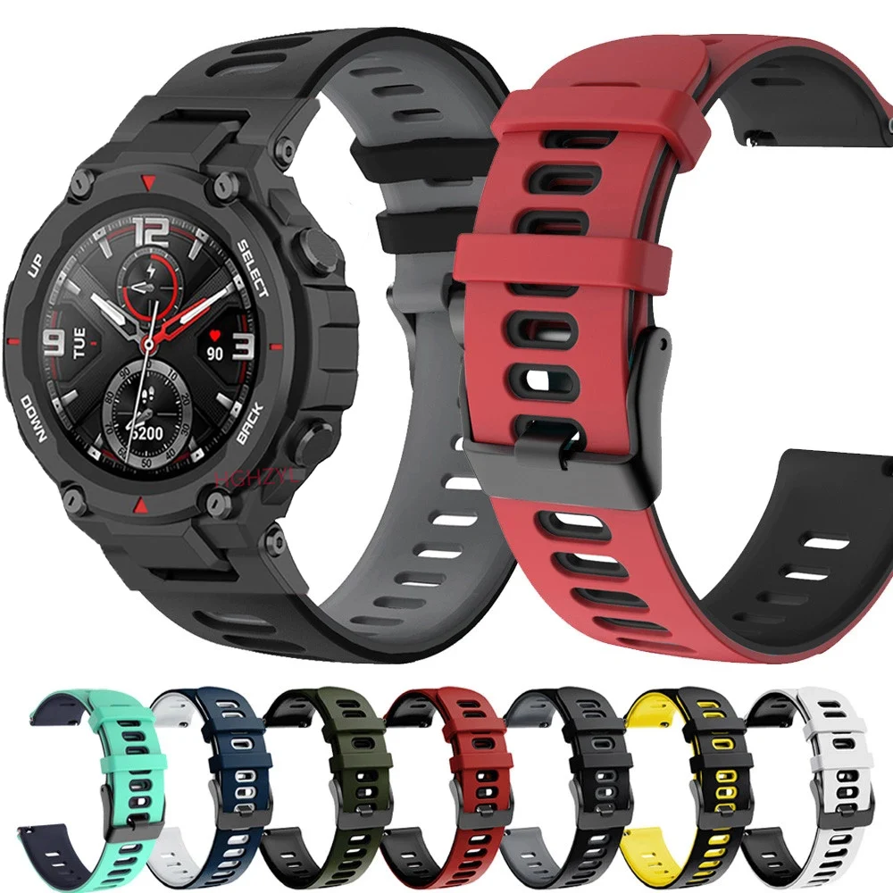 double Colour Silicone Band For Huami Amazfit T Rex Pro Strap For Xiaomi Amazfit T Rex Smart Watch Bracelet Sport Wrist Strap