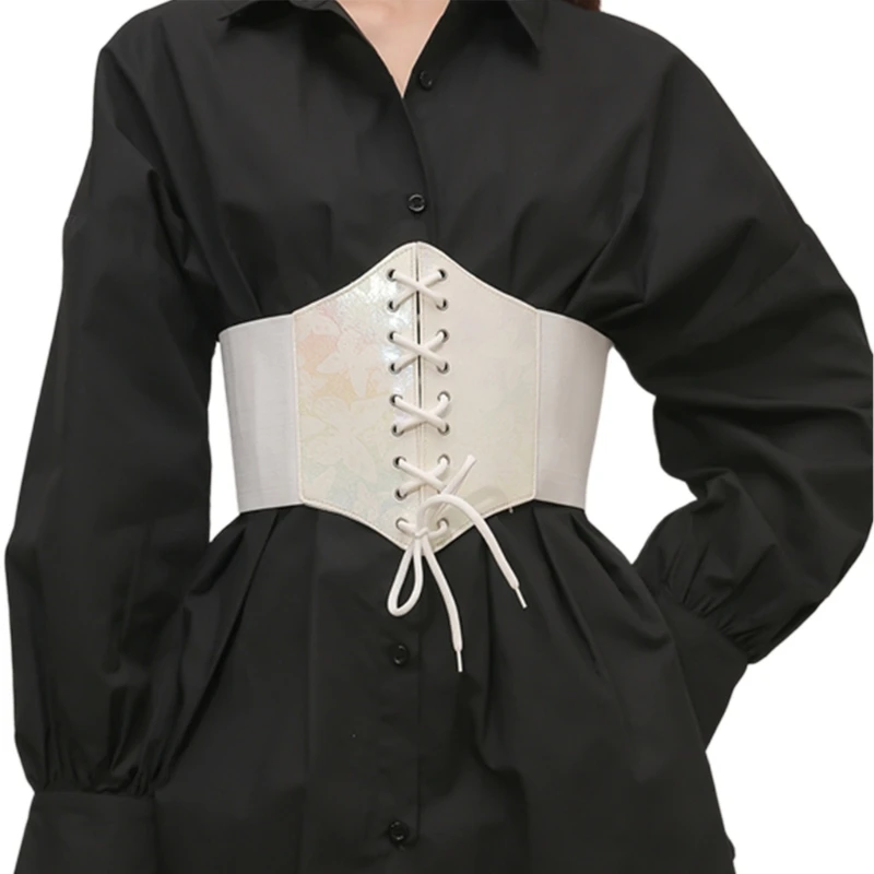 

Corset Wide Faux-leather Cummerbunds Strap Belts for Women Elastic Tight High Waist Slimming Body Shaping Girdle Belt